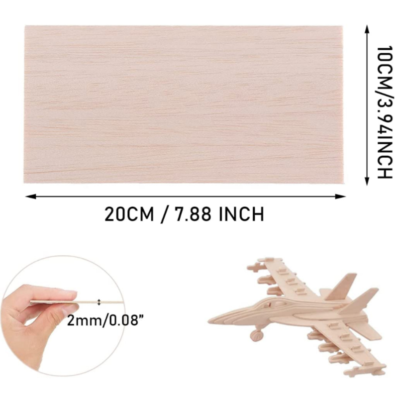 5/10 pezzi fogli di legno di balsa strati 100/200/300mm lungo 100mm di larghezza 1-8mm di spessore per artigianato progetto fai da te accessori artigianali fai da te in legno