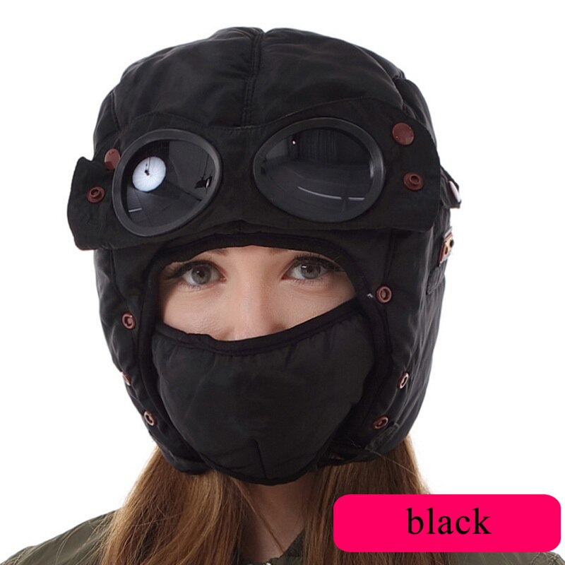 Mænd kvinder vinter varm hætte vindtæt hat cykling vindtæt høreværn ansigtsbeskyttelse hovedbeklædning med aftagelige briller og maske: 61