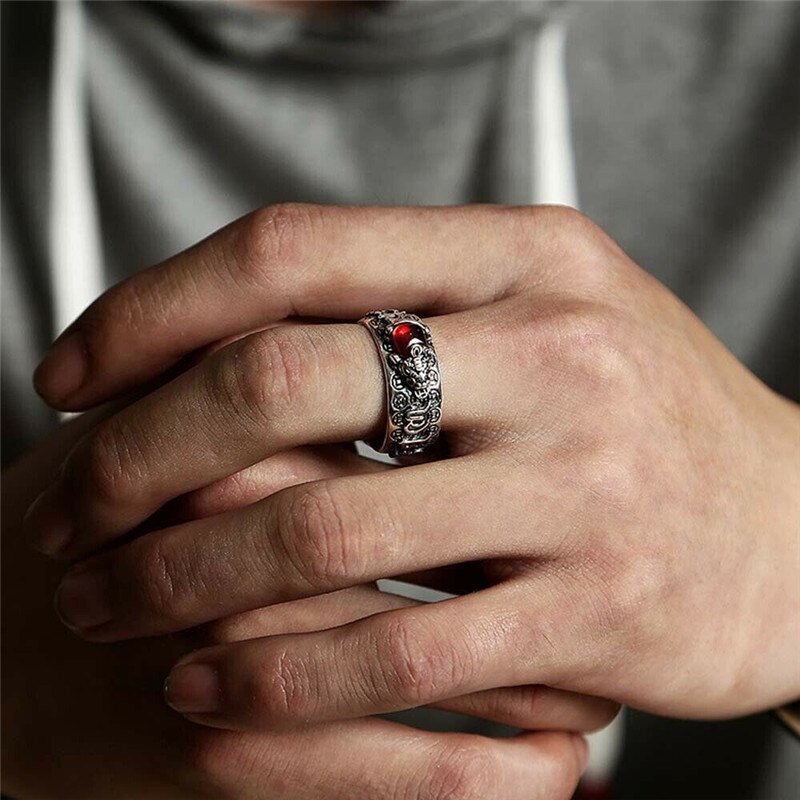 unisex Pixiu Ring - Verstellbare Feng Shui Amulett - Schutz & Wohlstand - Jahrgang Tiermotiv