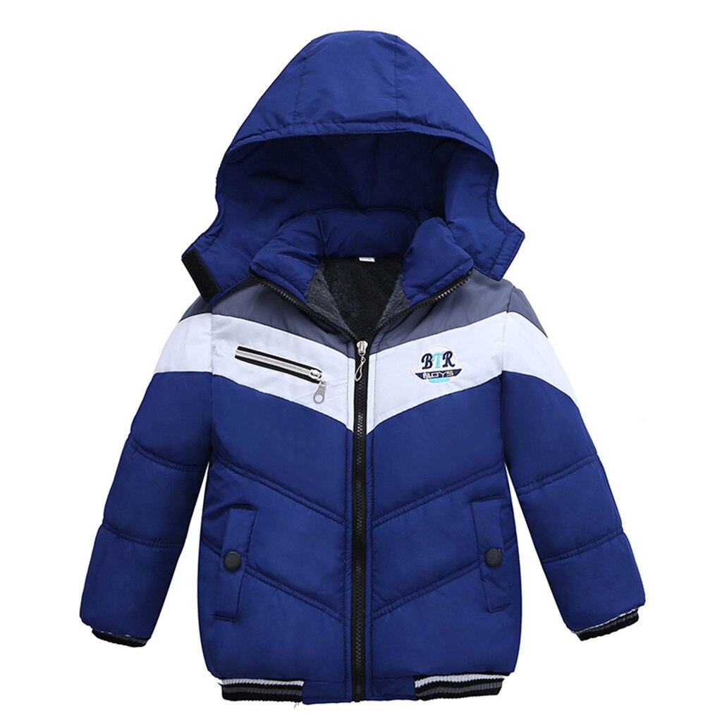 Bambino del bambino Dei Bambini Del Bambino Delle Ragazze Dei Ragazzi Della Banda di Inverno del Rivestimento della Chiusura Lampo del Cappotto Antivento Con Cappuccio Cappotto Giacca A Vento Caldo Giacca Con Cappuccio Della Tuta Sportiva: 18 Months / Blu