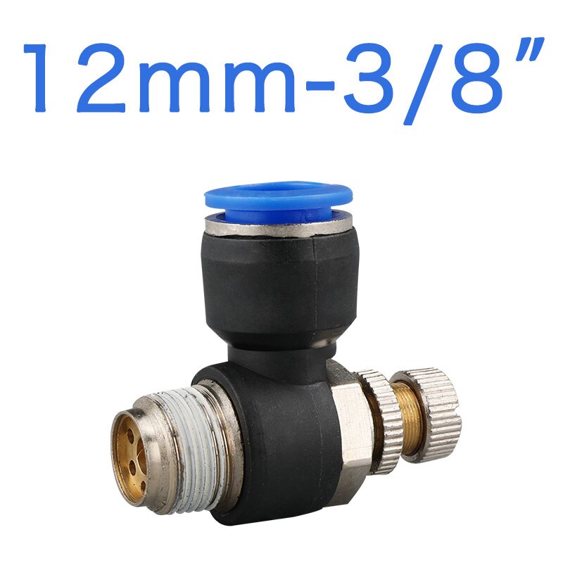 Pneumatic speed flow controller 8mm 6mm 10mm 12mm OD hose tube 1/4 "BSP 1/8" 3/8 "1/2" male Air flow limit valve: SL12-03