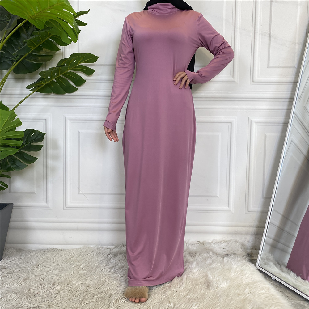 Vestido Abaya modesto para mujer, Vestido informal con cuello de tortuga, Hijab, Vestido interior musulmán para mujer, Maxi bata caftán turco, ropa islámica: XL / Azul