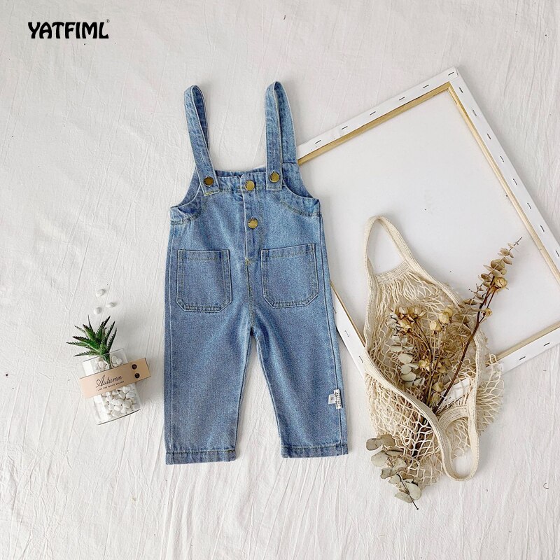 YATFIML Peuter Jongens En Meisjes Jeans Jumpsuit Herfst Kids Kleding Kinderen Denim Overalls Baby Broek Rompertjes
