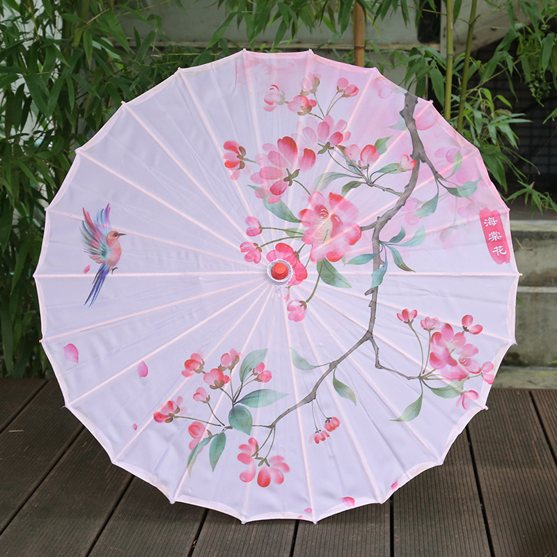 Ancient Style Printed Silk Fabric Tassel Umbrella Decoration Oil Paper Umbrella Hanfu Umbrella Classical Sun Protection Parasol: plum