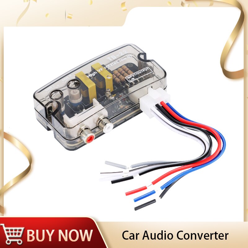 Convertidor de Audio para coche, adaptador de convertidor de nivel de altavoz de línea de alta a baja frecuencia ajustable, RCA estéreo, 12V, novedad de 2022