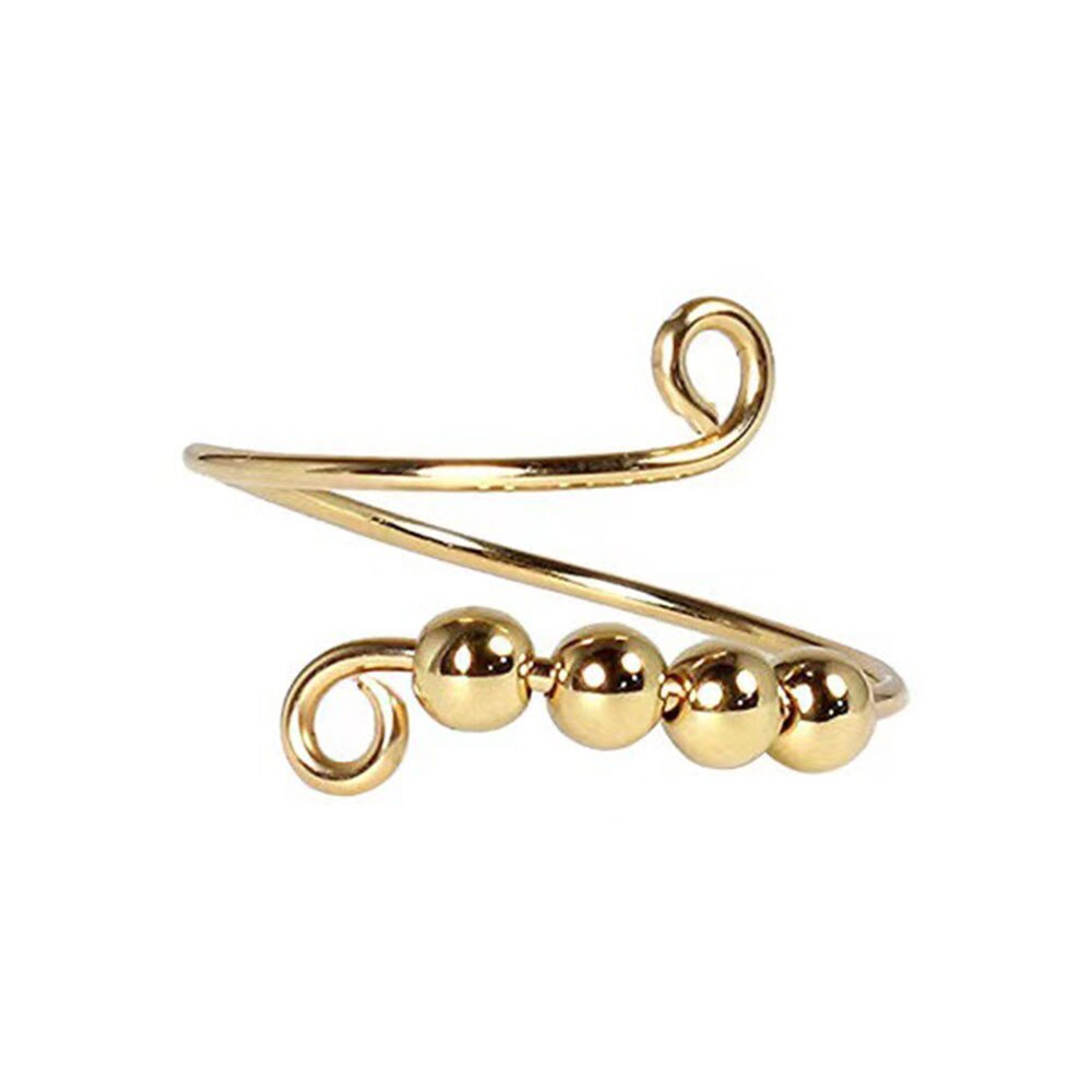 Fidget Beads Fidget Ring Spinner Single Coil Spiral Fidget Ring Beads Rotate Freely Anti Stress Anxiety Ring Toy For Girl Women: A