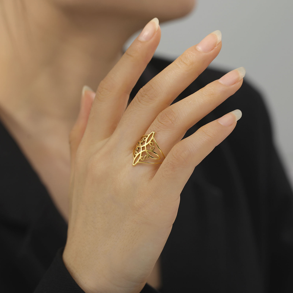 Dawapara Witch Knot Ring for Women Stainless Steel Celtis Knot Ring Witchcraft Amulet Pagan Wiccan Jewelry Valentine's Day