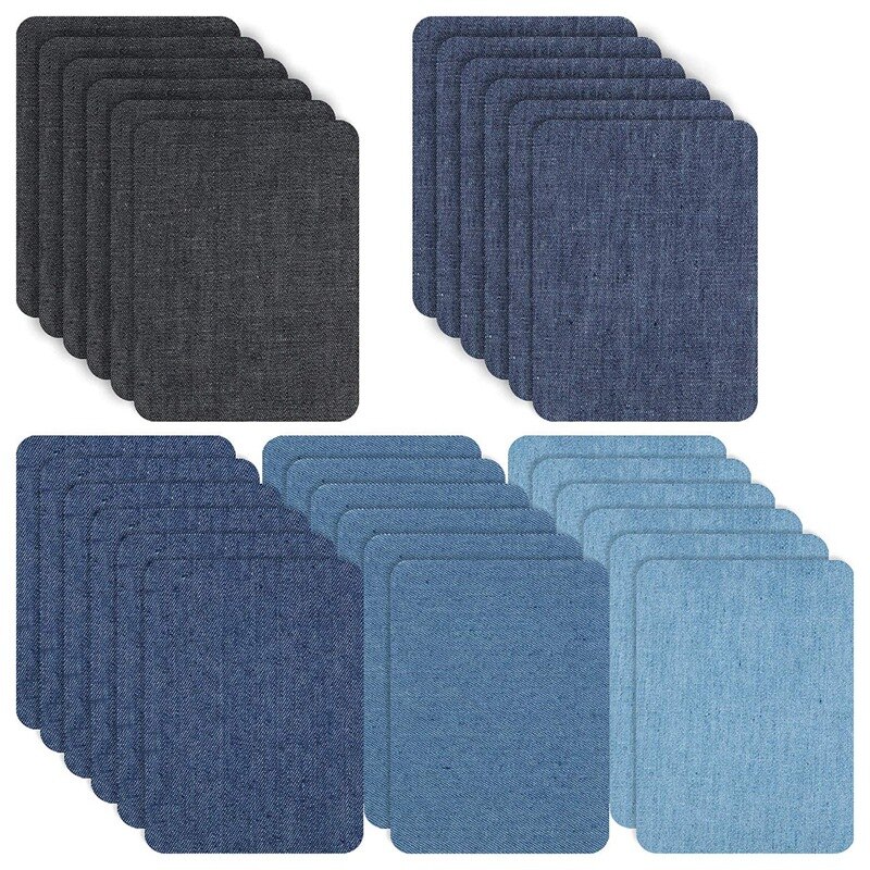 30 Pieces of Denim Patch Repair Kit on Iron Repair Clothes, Large Clothes, Jeans, Jackets