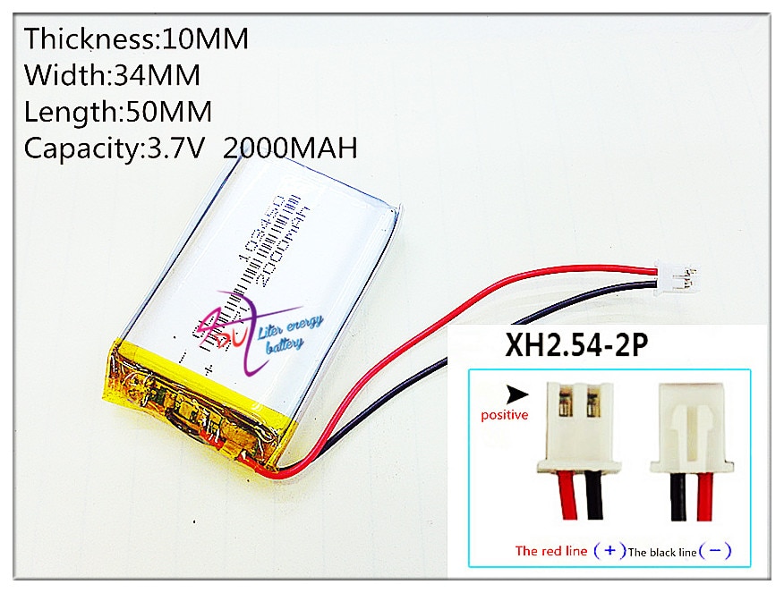 XHR-2P 2.54 Kleine pudding kid-learning verhaal machine 103450 algemene opladen 3.7 v lithium polymeer batterij 2000 mah batterijen