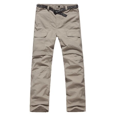 Detachable Quick Dry Outdoor Hiking Pants Men Mountain Climbing Trousers Summer Camping Trekking Sport Pants: khaki / S