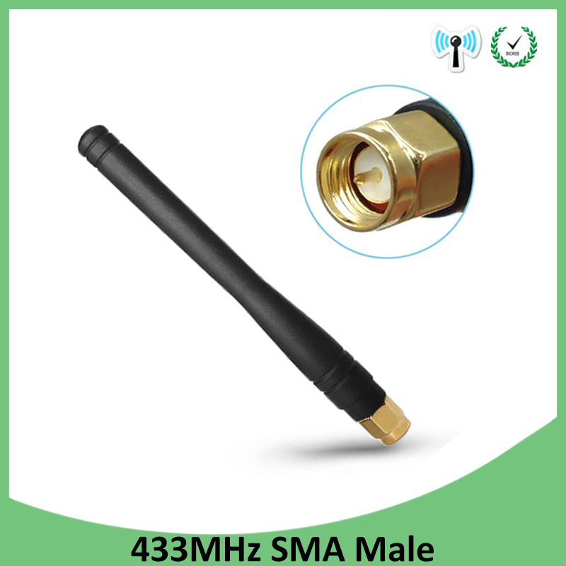 433MHz antenna 3dbi SMA Male Connector 433 mhz antena rubber waterproof antenne for wireless watermeter Gasmeter Lorawan Emeter