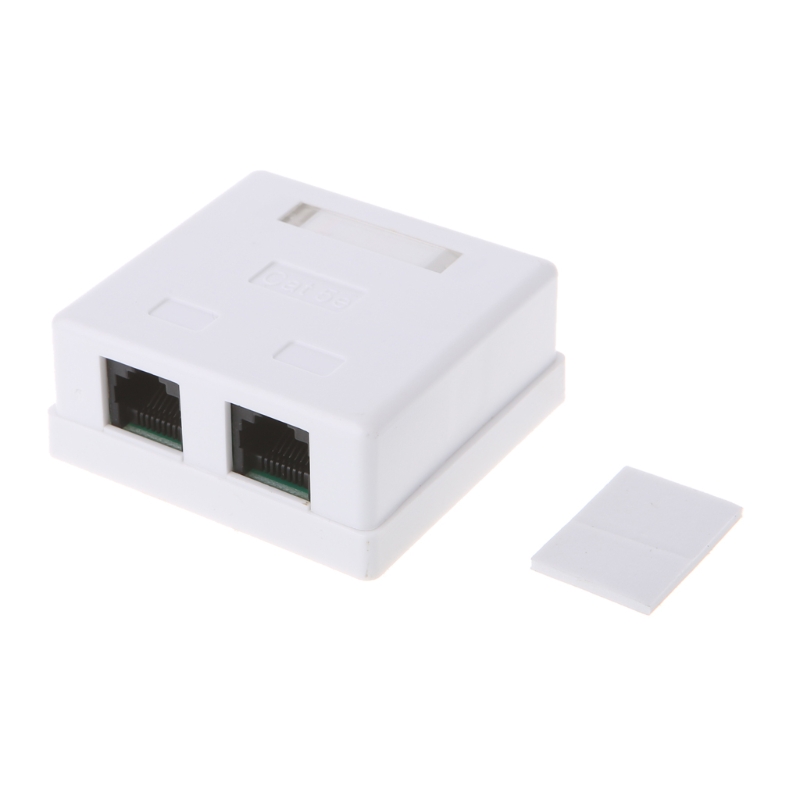 RJ45 Junction Box CAT5e Network Connector 2 Port Desktop Extension Cable Box