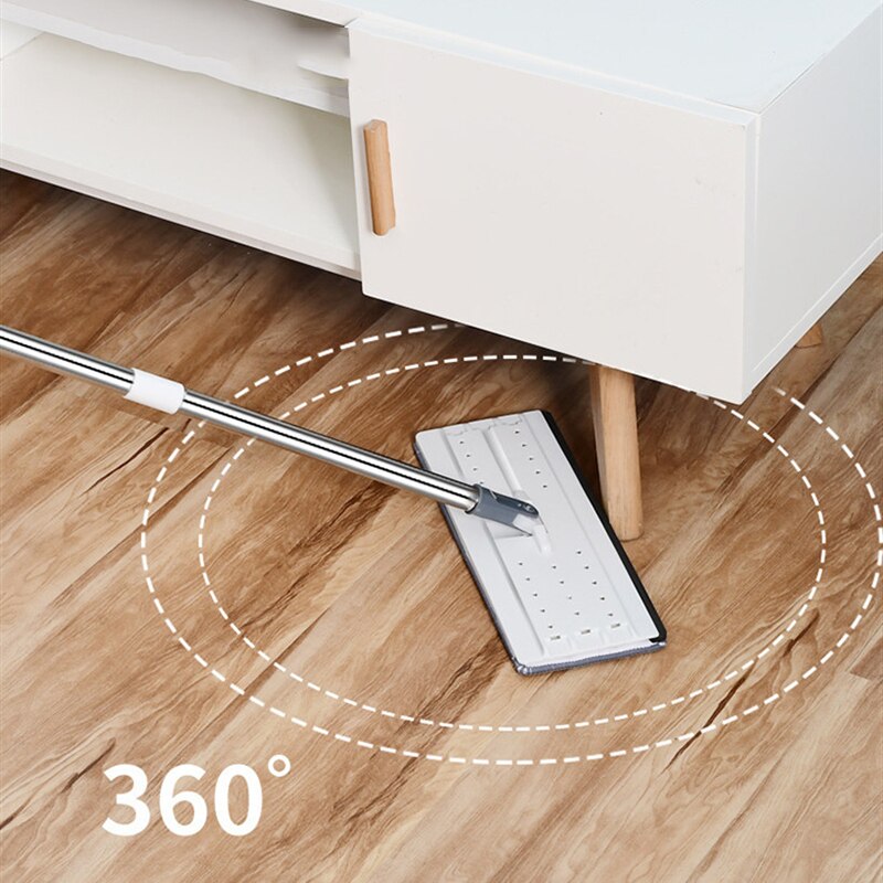 Trapeador de limpieza mágica para perezosos, estera de microfibra de rotación libre, fregona plana para apretar con cubo, herramienta de limpieza de suelo para ventanas del hogar