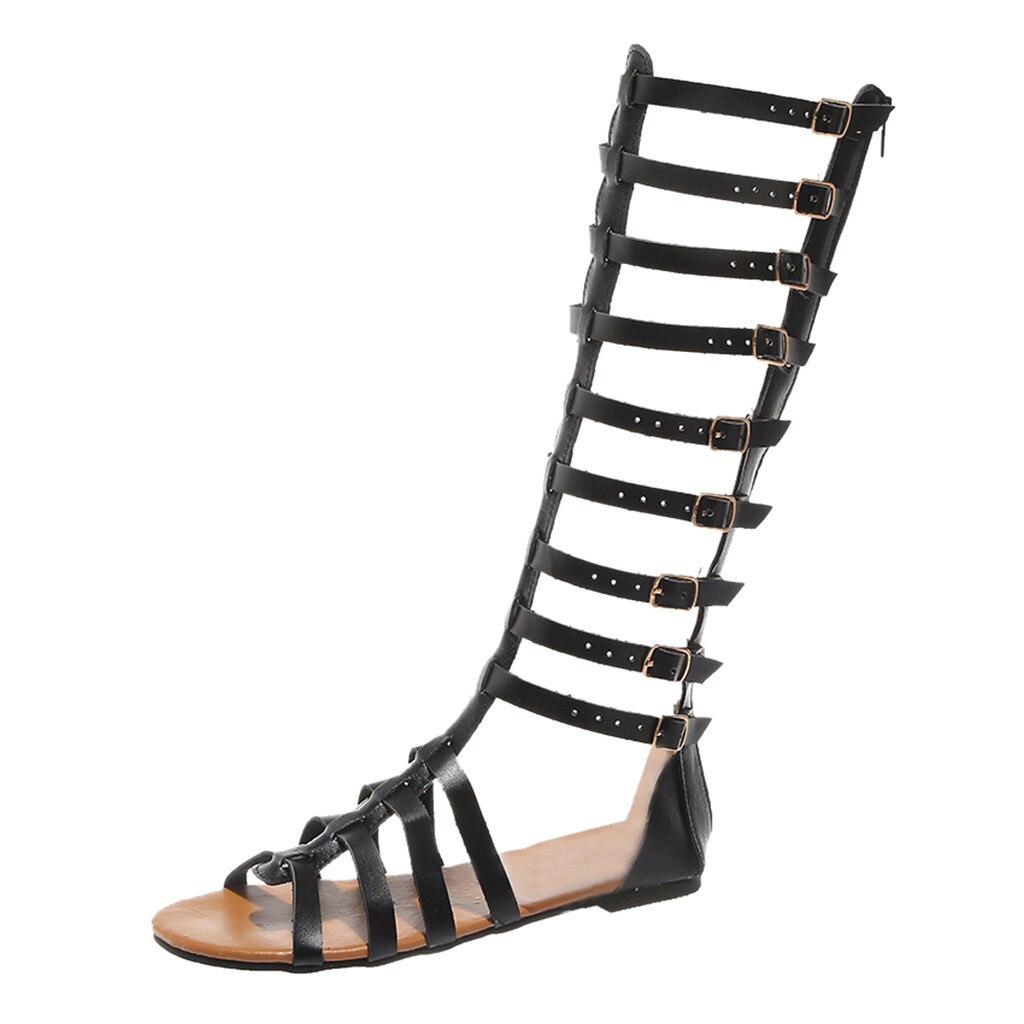 40 # Zomer Sandalen Romeinse Stijl Vrouwen Flats Knie Hoge Laarzen Retro Schoenen Sandalen Dames Casual Sandalias Vrouwen Sandalen сандалии