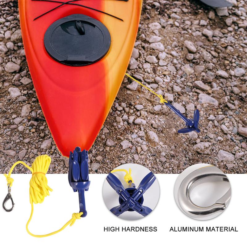 4 Tins Folding Anchor Sailboat Kayak Motorboat Canoe Anchor Motion Foldable Anchor for Canoes Kayaks Sailboats Paddle Boards (Si