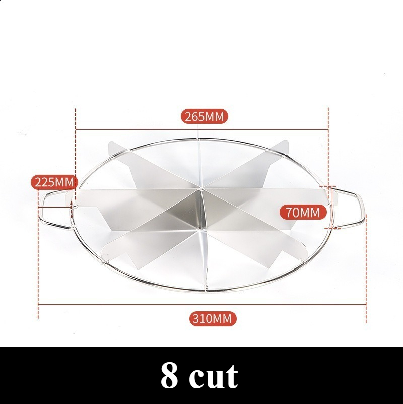 Kakeskjærer i rustfritt stål, pizzaskjærer, paiskutter, 6/7/8- skåret, like deler, kakedeler med håndtak, pizzaskjærer til bakverk og ost: Mørk khaki