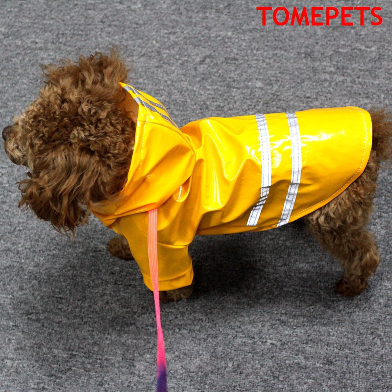 TOMEPETS-chubasquero con rayas para perros pequeños, chubasquero para mascotas, color sólido, en cinco colores, Rosa/rojo/café/amarillo/azul: Amarillo / L