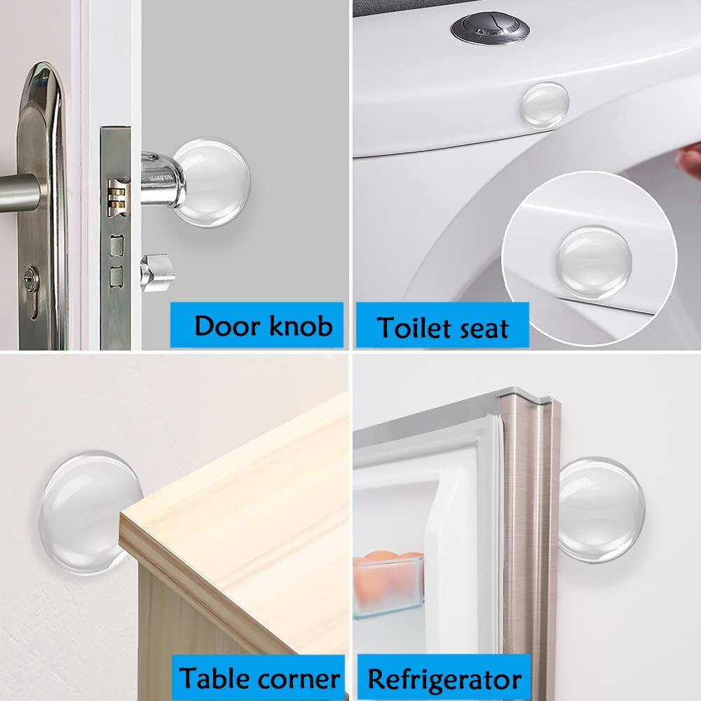 6pcs Door Stopper Wall Protector Self Adhesive Silicone Door Bumpers Clear Round Rubber Bumper Protectors Door Handle Bumper