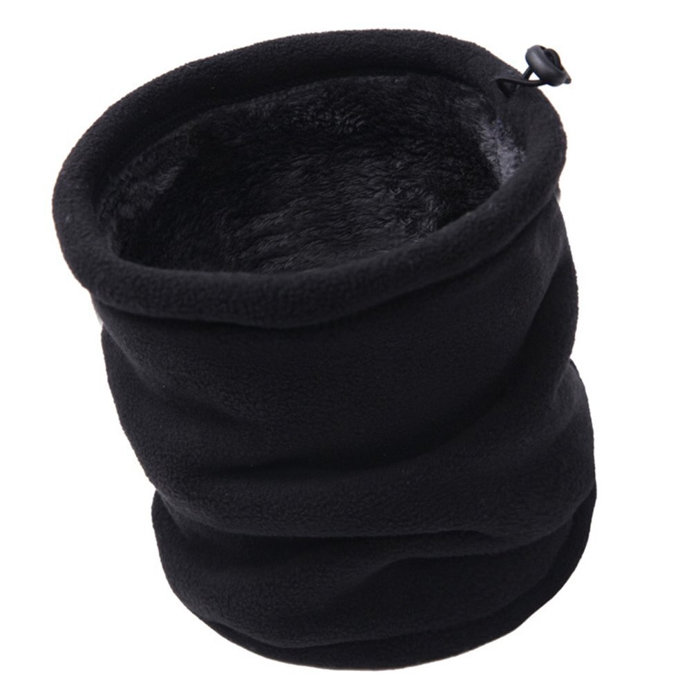 Breathable dual-layer fleece warm scarf, women's outdoor winter thick neck warmer, men's motorcycle skiing cycling face thermal mask: Black