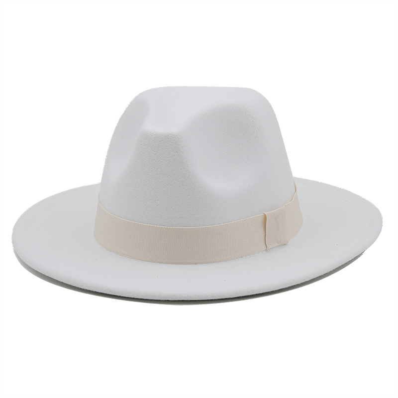 7CM Wide Brim Women Felt Fedora Hats With Bee Ribbon Autumn Winter Wedding Party Trilby Hat Men Gentleman Jazz Hats 54-58CM