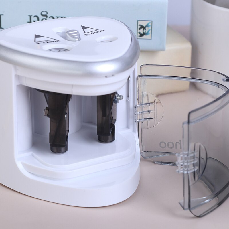 Electric Auto Sharpener Double Hole Touch Switch Pen Sharpener For 6-12mm Pencil