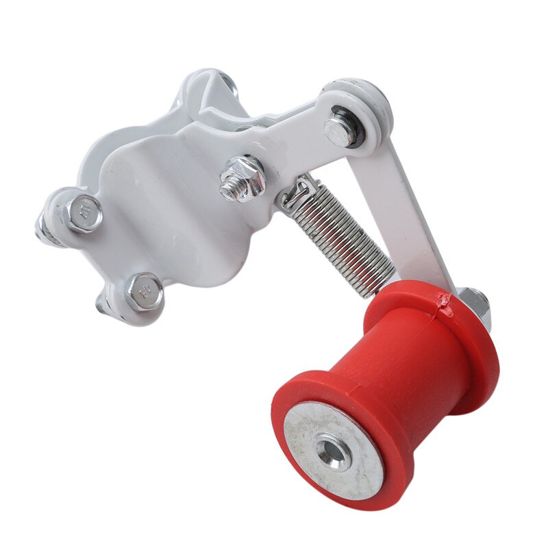 Tensor de cadena para motocicleta Universal de aluminio, herramientas de rodillo Ajustador, accesorios modificados para Motocross, ATV: Blanco