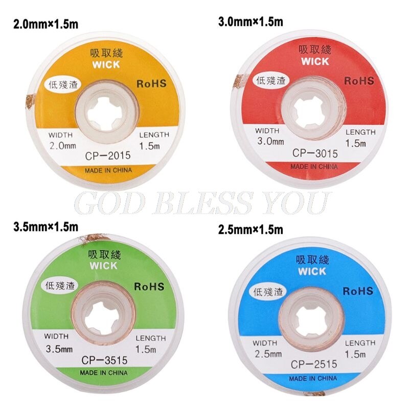 1.5M Desoldering Braid Welding Solder Remover Wick Wire Low Residue Tin Strip Lead Cord Flux BGA Repair Tool
