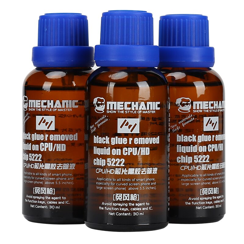 MECHANIC 5222-Líquido de eliminación para CPU/HD Chip, pegamento negro, limpiador de chips de CPU de teléfono móvil para reparación de Iphone, líquido de eliminación, 30ML