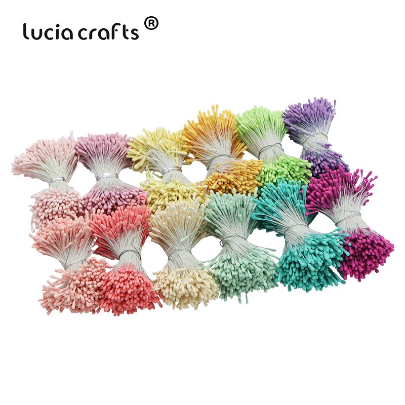 420/600 stk 1mm kunstige miniblomster stamen pistil håndverk krans kake boks kort bryllup julepynt  d1314: Blandet farge 1 600 stk