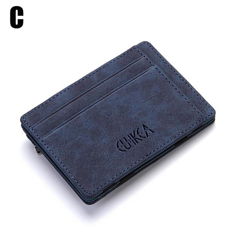 Magia Caso Do Cartão Titular do Cartão de Homens de Negócios Carteira De Couro Artificial Homens Bolsa Ocasional Carteira Zíper Da Bolsa Da Moeda do Bolso de Viagens: C blue