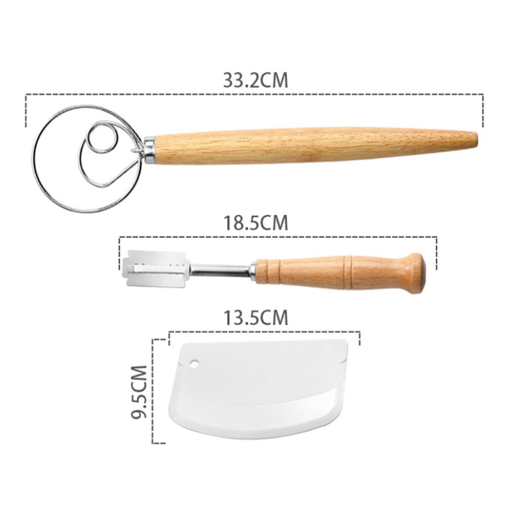 Bread Baking Tool Set Durable Dough Whisk Scraper Kit Baking Supplies Set for Homemade Bread Cake