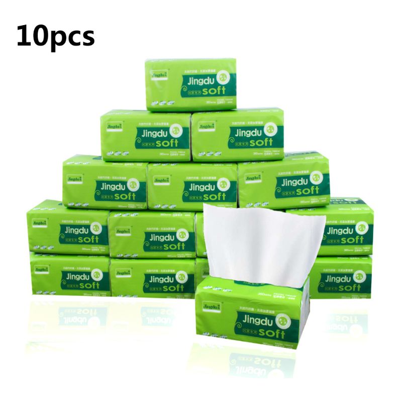 10 Zakken 3-Lagen Uitrekbare Papieren Servet Toiletpapier Zachte Bamboe Pulp Pompen Tissue Servet Huishouden Gebruik