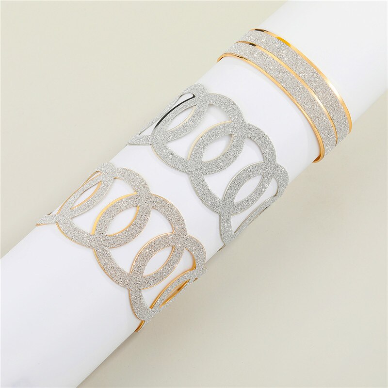Dayoff 1Pc Europese Metalen Holle Armband Voor Vrouwen Sieraden Mode Unieke Shiny Open Verstelbare Brede Manchet Hand Armband