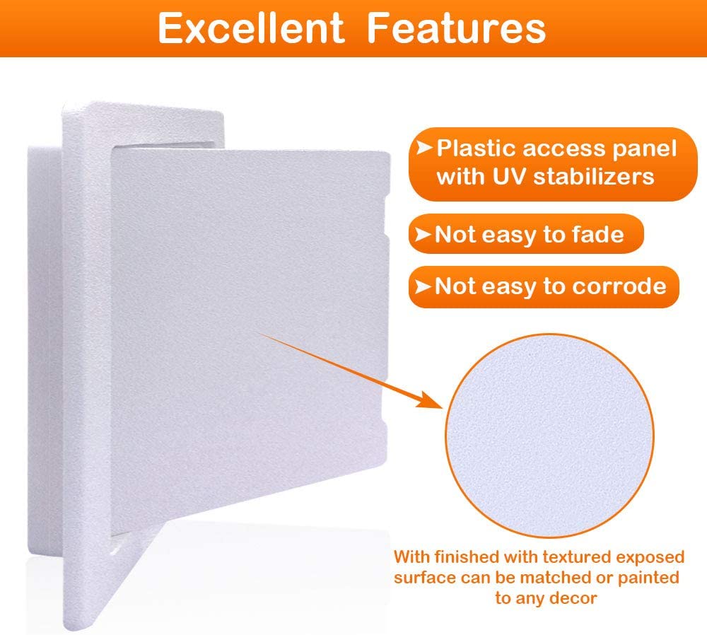 Plastic Access Panel for Drywall Ceiling Multi-size Reinforced Plumbing Wall Access Doors Removable Hinged White