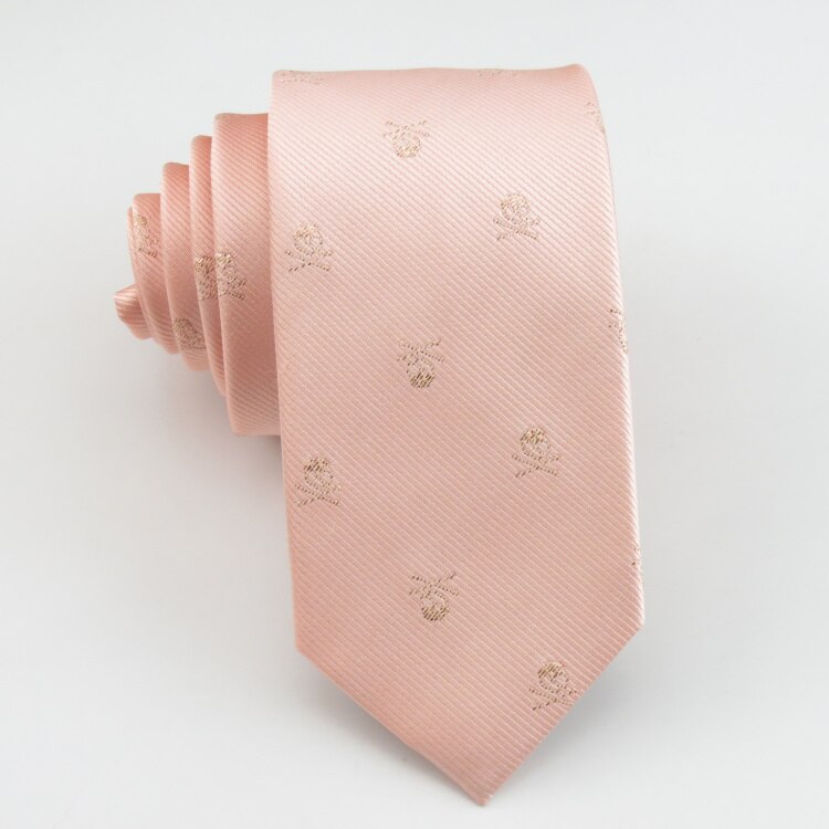 Ljus orange rosa slips setguld skalle fluga liten fickhandduk grunt rosa smala slipsar cravata mans slips