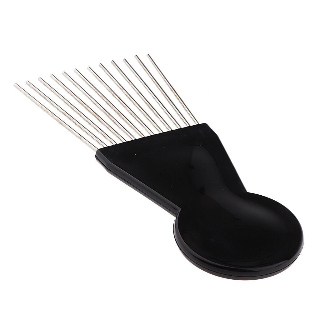 Peine de pelo rizado Afro, peine de Metal negro con dientes anchos para salón
