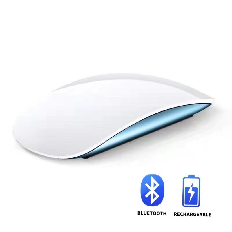 Wiederaufladbare Bluetooth Maus Drahtlose Maus Bogen berühren Magie Maus Ergonomische Ultra Dünne Optische Maus Für iPhone Macbook: Blau-Unterseite