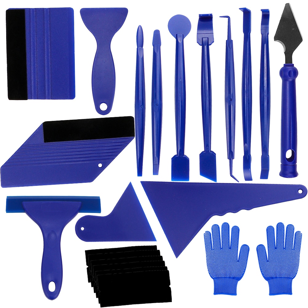 21PCS Car Vinyl Film Wrapping Tools Car Sticker Film Scraper Kit Auto Felt Squeegee Scraper Set Knife Decal Plaste Accessories