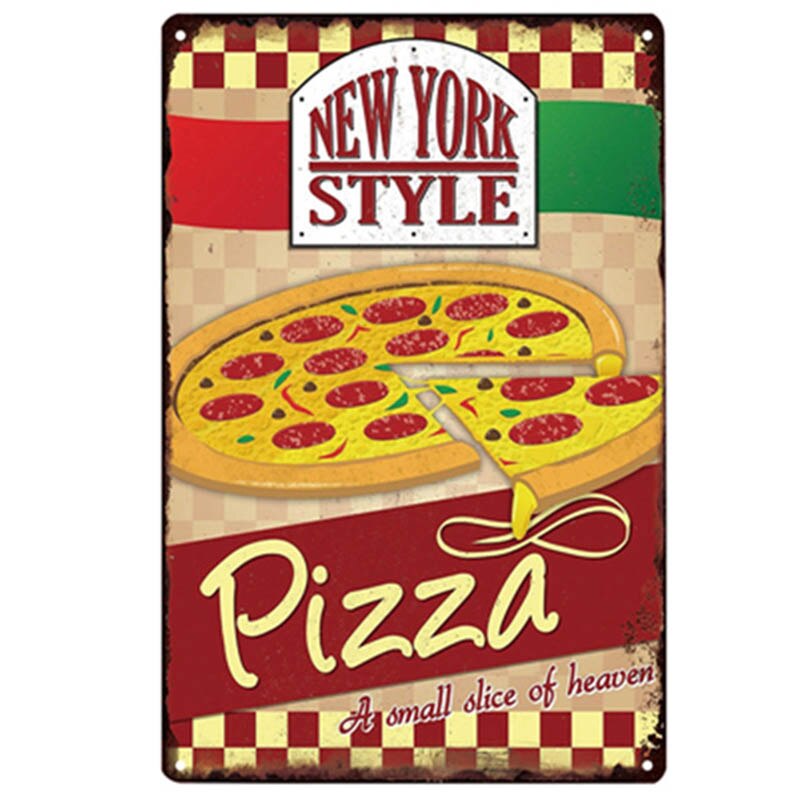 Pizza kyltti pizza ravintola ravintola retro peltimaalaus vintage metallikuva seinäkoristelu amerikkalainen minimalistinen tyyli: 15