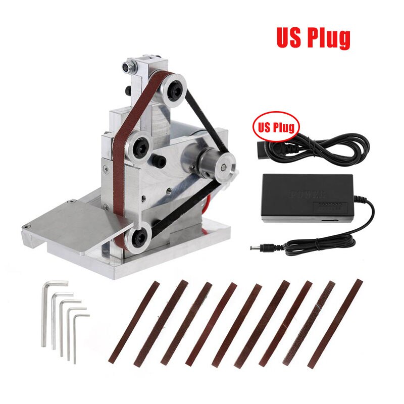 Mini Electric Belt Sander with 10 Abrasive Belt 7 Gears Multifunctional Polisher Knife Edges Sharpener Grinder Grinding Machine: US 7 Gears set