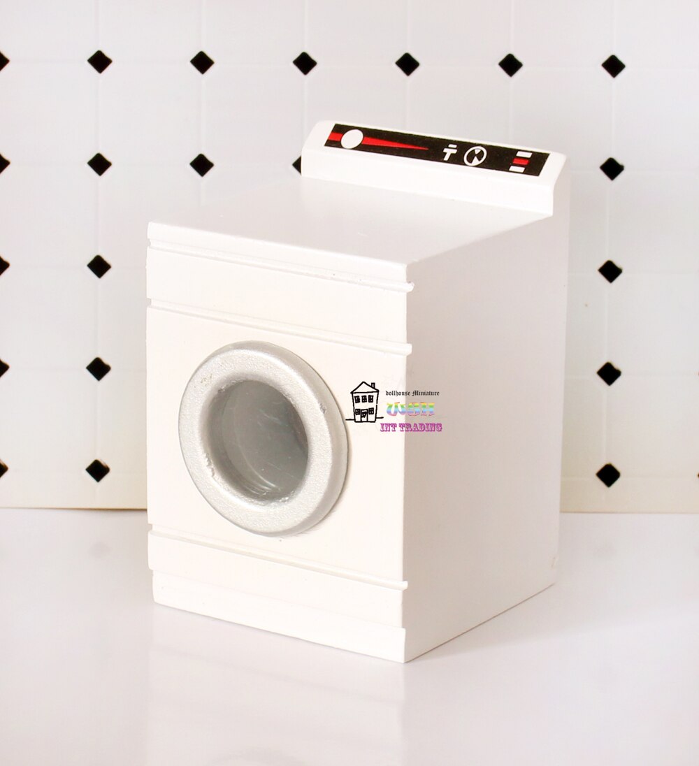 1:12 casa di Bambola Bambole in miniatura Mobili Bianchi accessori per il Bagno di Lavaggio in Lavatrice