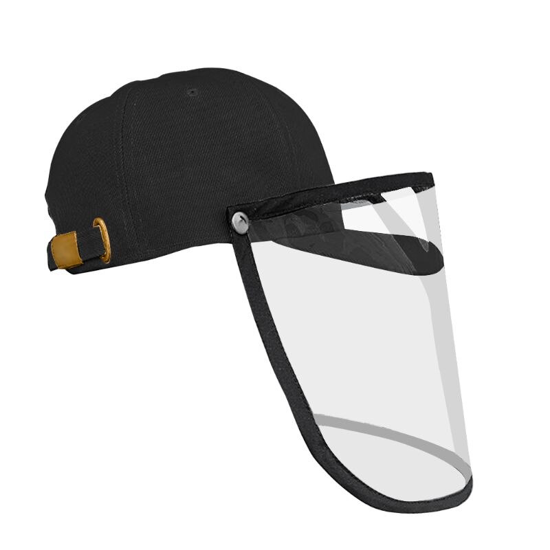 Beschermende Cap Bescherming Oogmasker Baseball Cap Verwijderbare Gezicht Anti-Speeksel: Black