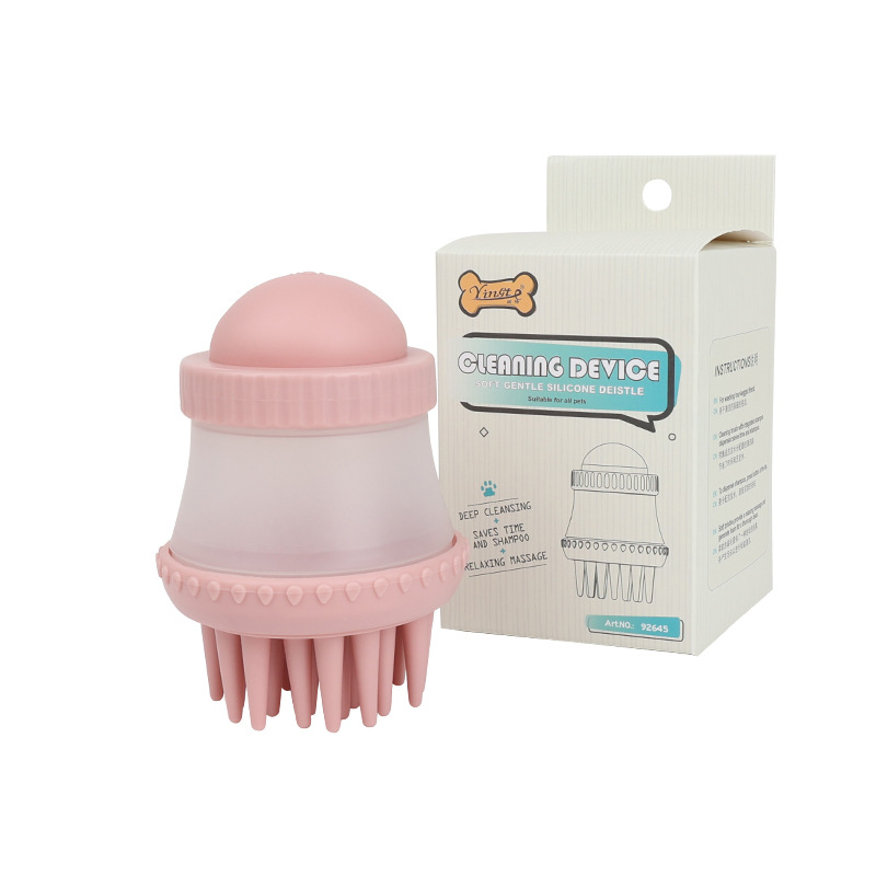 Brosse de douche en Silicone pour chien et chat, distributeur de shampoing pour animaux de compagnie, masseur, brosse de bain, salle de bain, lavage des chiots, brosse de toilettage, accessoires pour chiens: Bleu