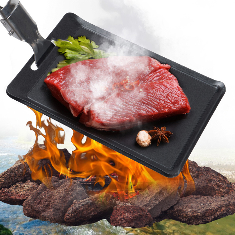 Mini BBQ Grill Pan with Non-Stick Coating Ultralight Barbecue Griddle Plate Barbecue Tray for Outdoor Camping Backpacking Hiking