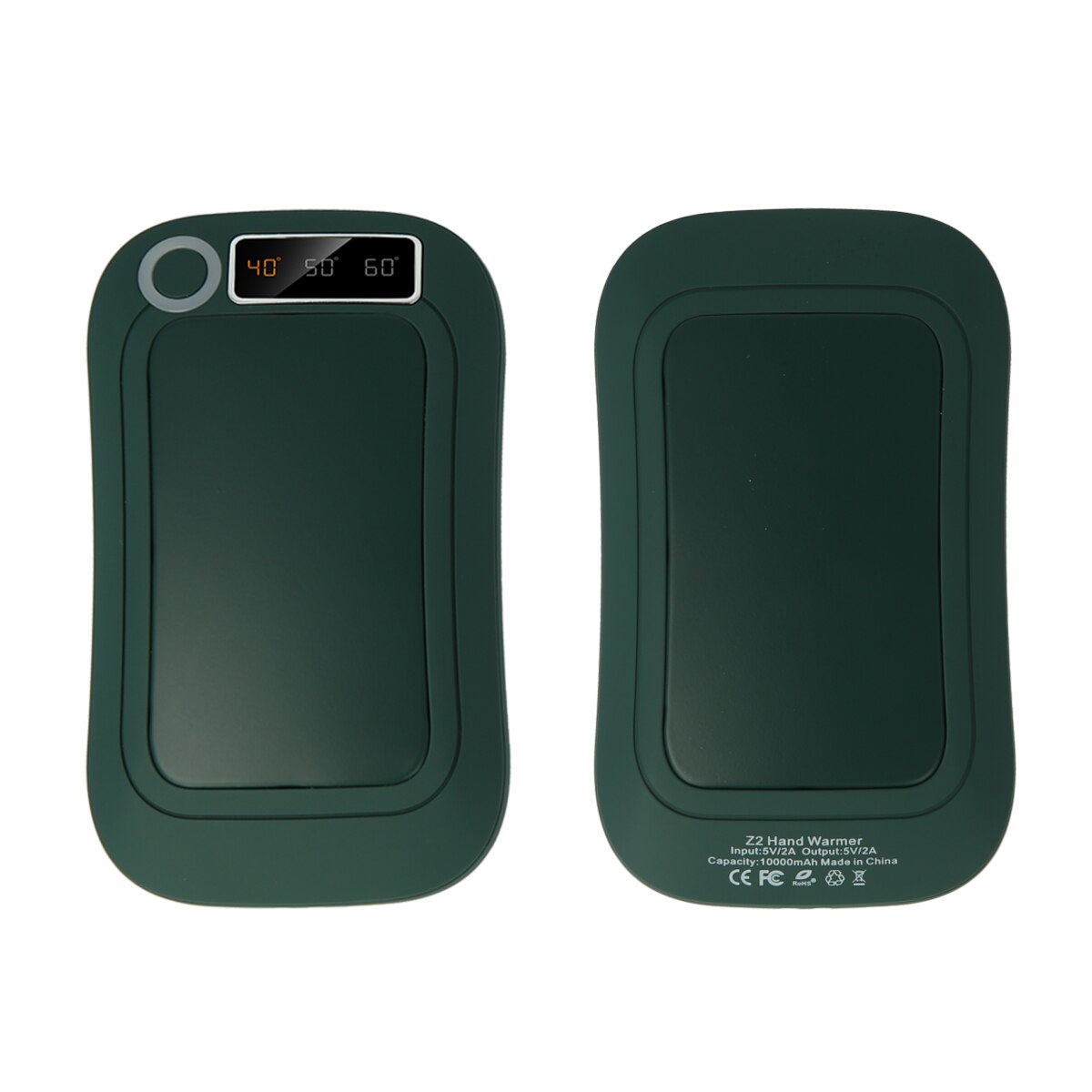 3-in-1 Hand Warmer&Power Bank&Flashlight Electric Hand Warmer USB Rechargeable 40/50/60℃ 3 Heating Warm Setting LCD Digital: Dark green  5000mAh