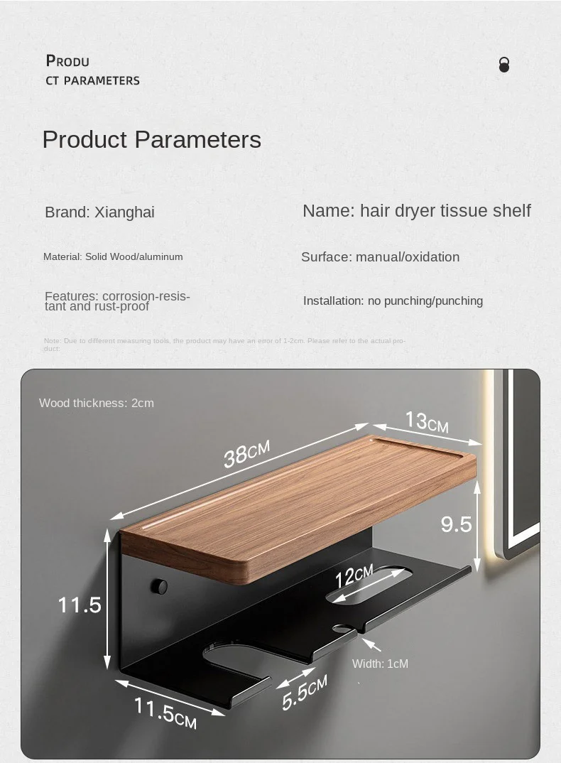 Haardroger Standaard Voor Badkamer, Haardroger Houder, Hout Föhn Houder, Haargereedschap Styling Organizer Voor Badkamer, Blazer Houder