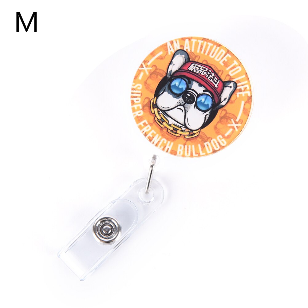 1 pièces Mini dessin animé chien rétractable Badge bobine le nouvel étudiant infirmière interdiction ID nom carte porte-Badge fournitures de bureau: M