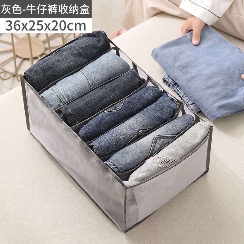 Bra Storage Drawers Panties Socks Ties Drawer Divider Closet Cabinet Wardrobe Organizer Home Foldable Clothes Organizer: Gray jeans