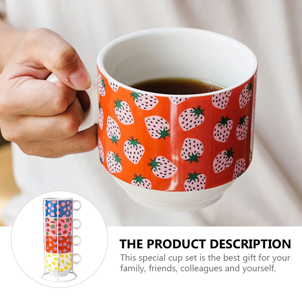 1 Set Stackable Ceramic Mug Rack Set for Kitchen Countertop Cafe Shop