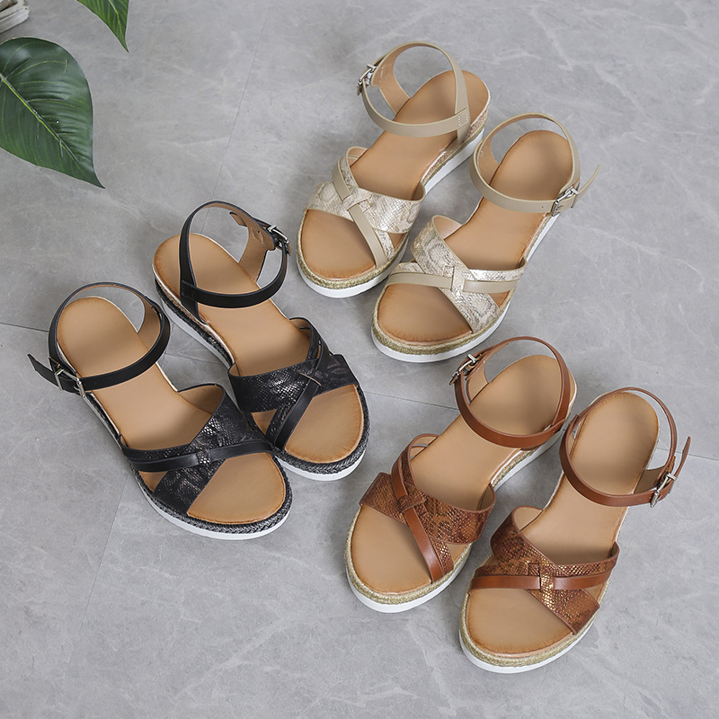 Zomer Sleehak Sandalen Voor Vrouwen Gesp Band Platform Rome Sandalen Vrouw Open Teen Dikke Bodem No-Slip Sandalias Mujer Plus Size